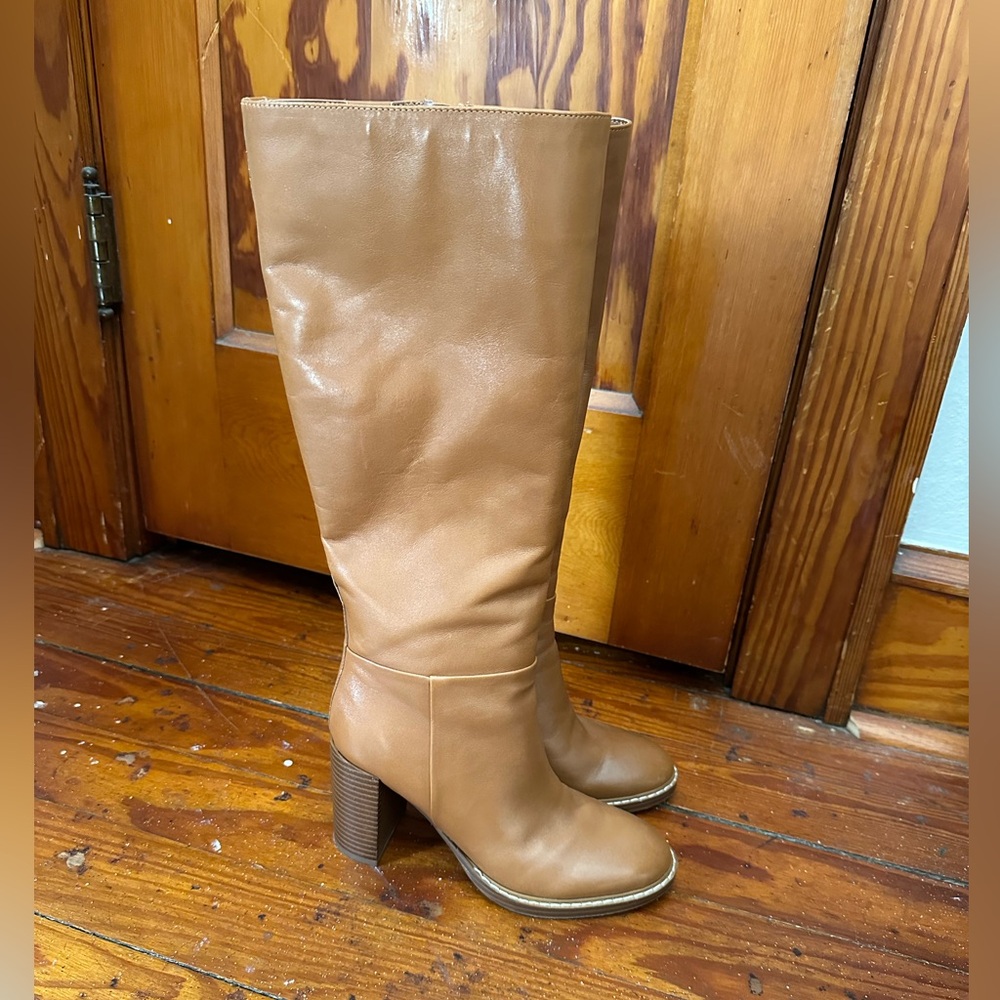 Women's Tan Leather Knee-High Boots